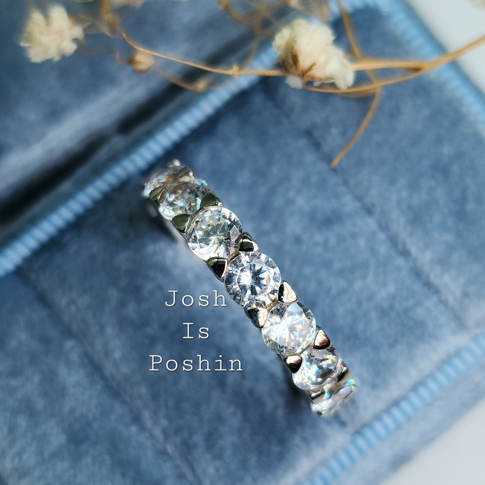 Full diamond eternity band in sterling silver